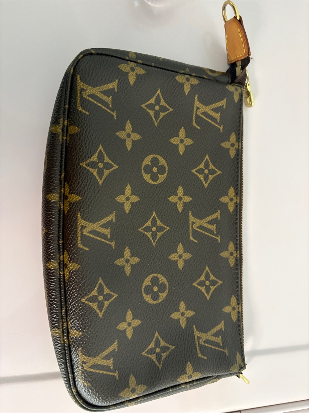 Louis Vuitton Monogram Canvas Pouch - Brown & Gold Accents